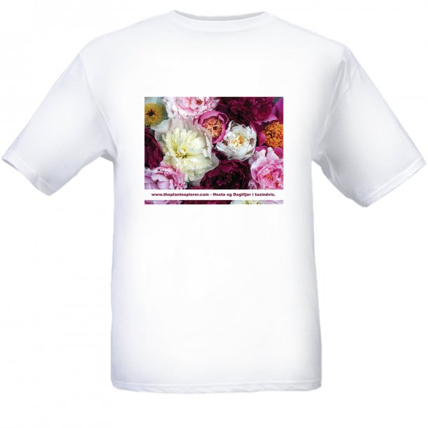 T-shirt med et flot tryk af forskellige blomstrende poner